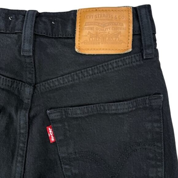 Levi's Ribcage Straight Ankle Denim In Black Sprout Size 23 - Picture 7 of 8